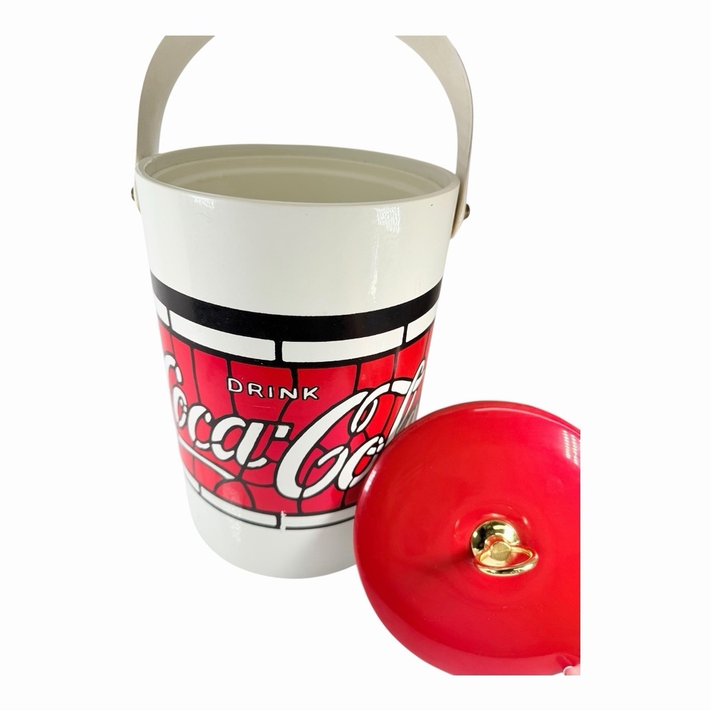 Vintage Coca-Cola Ice Bucket 1970s–80s Red & White Logo Cooler Retro Advertising